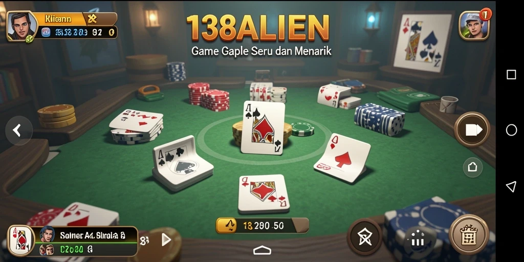 Tampilan gameplay Gaple yang seru dan interaktif di 138ALIEN.