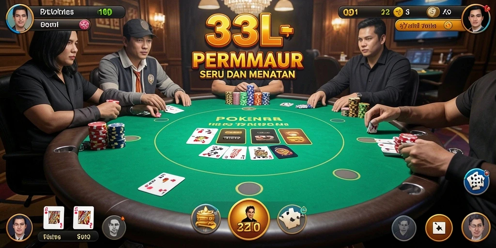 Tampilan gameplay seru dalam aplikasi Poker 33L.