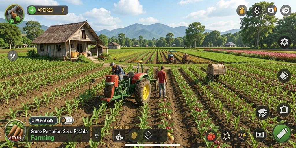 Screenshot APEK88 menampilkan aktivitas pertanian yang mendebarkan.