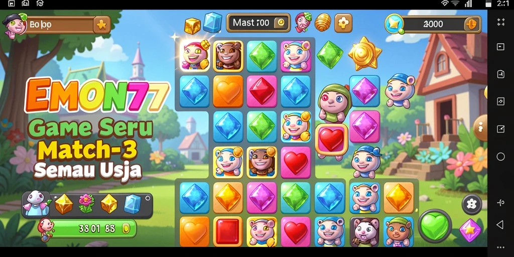 Gameplay seru EMON777 dalam mencocokkan elemen Match-3.