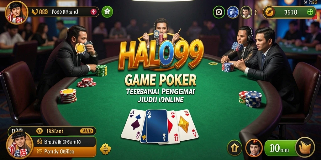 Screenshot gameplay HALO99 dengan tampilan kartu Poker yang menarik.