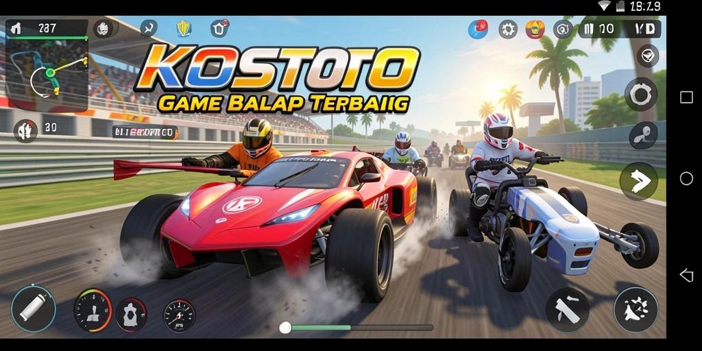 Gameplay balap seru dan menantang di KOSTOTO.