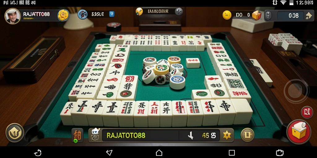 Tangkapan layar gameplay RAJATOTO88 menunjukkan momen seru bermain Mahjong.