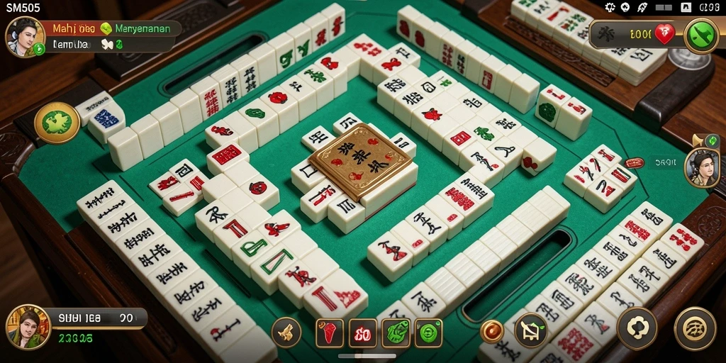 Tangkapan layar menampilkan gameplay Mahjong SM605 yang seru dan menarik.