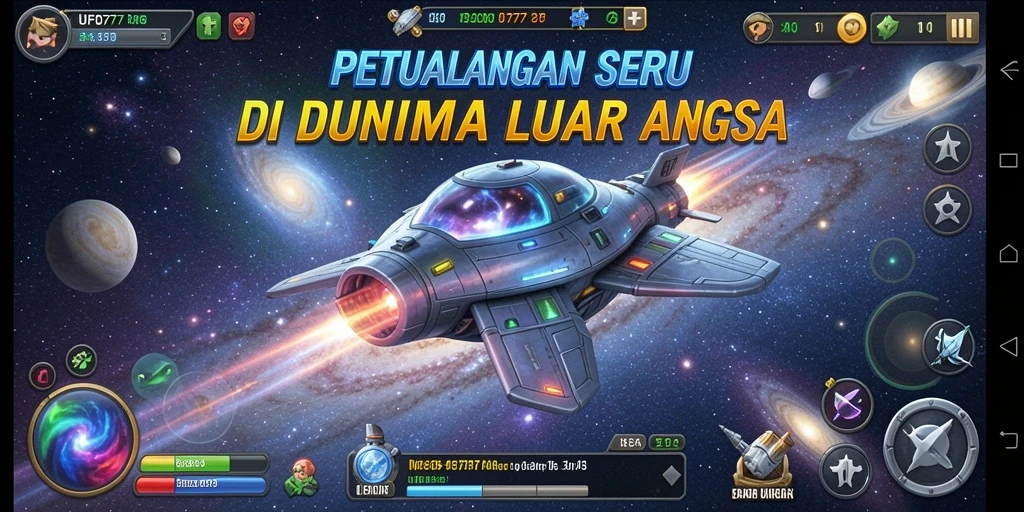 Screenshot utama UFO777 menampilkan pemain yang menjelajahi planet asing dalam petualangan yang mendebarkan.