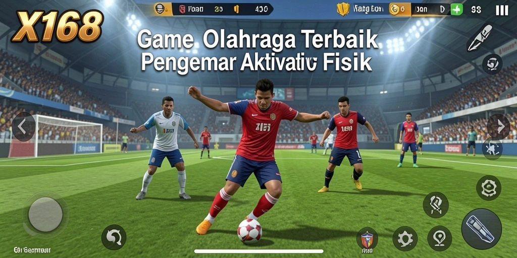 Screenshot gameplay X168 menampilkan aksi olahraga yang mendebarkan.